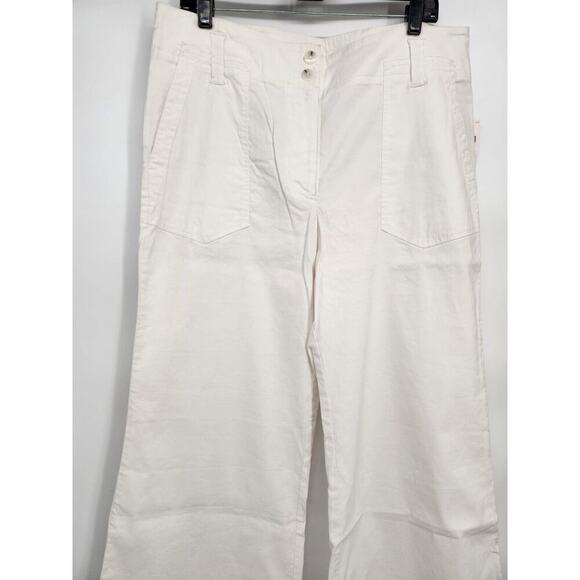 NWT Anthropologie Maeve The Naomi Wide-Leg Flare Pants Sz 16 White #8E421 - Picture 3 of 9
